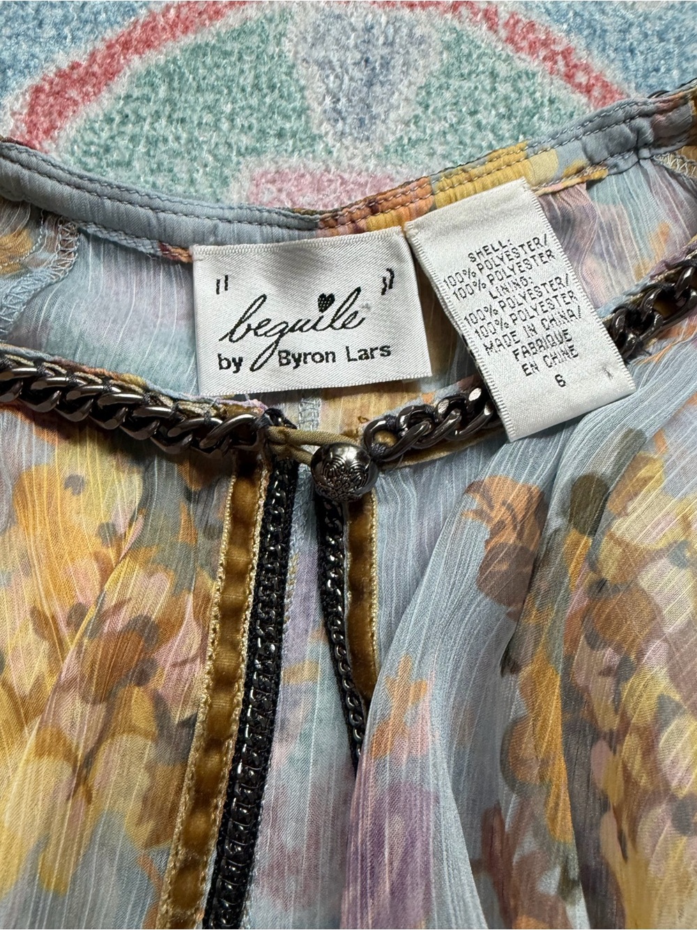 FLASH SALE ⚡️Beguile, Byron Lars Floral sheer blouse. Feminine, flowy, beautiful - Picture 10 of 10